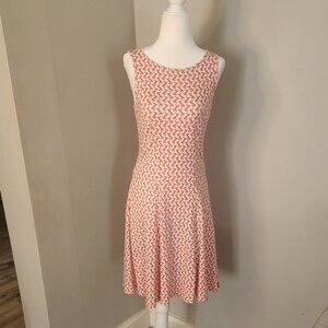 Cotton Pink and White Geometric Print Dress - Size XS
